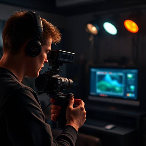 Film editor working on editing suite