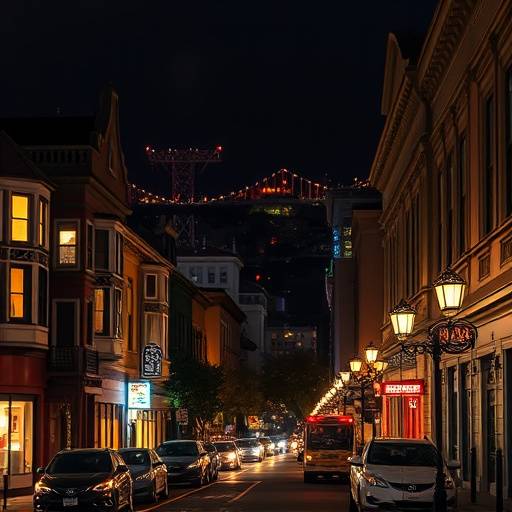 Night view of the Mission District in San Francisco