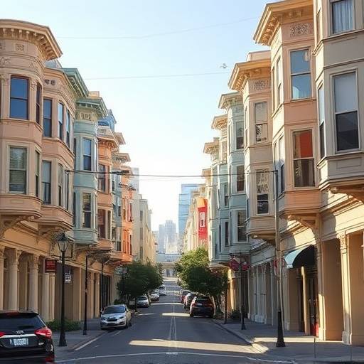 View of a residential street in the Richmond District
